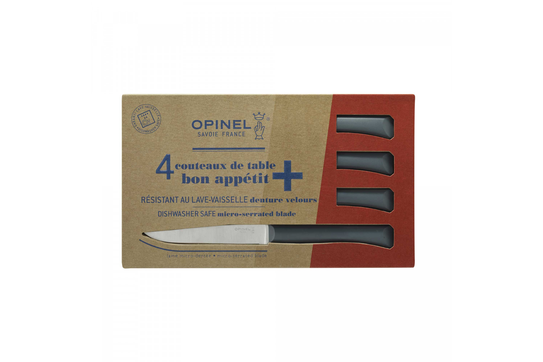 Coffret de 4 couteaux de table Opinel "bon appétit" Anthracite