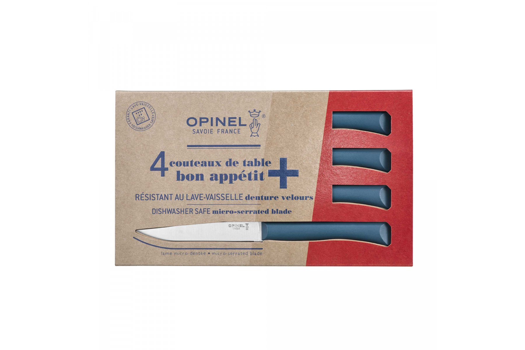 Coffret 4 couteaux de table Opinel Bon Appétit bleu canard