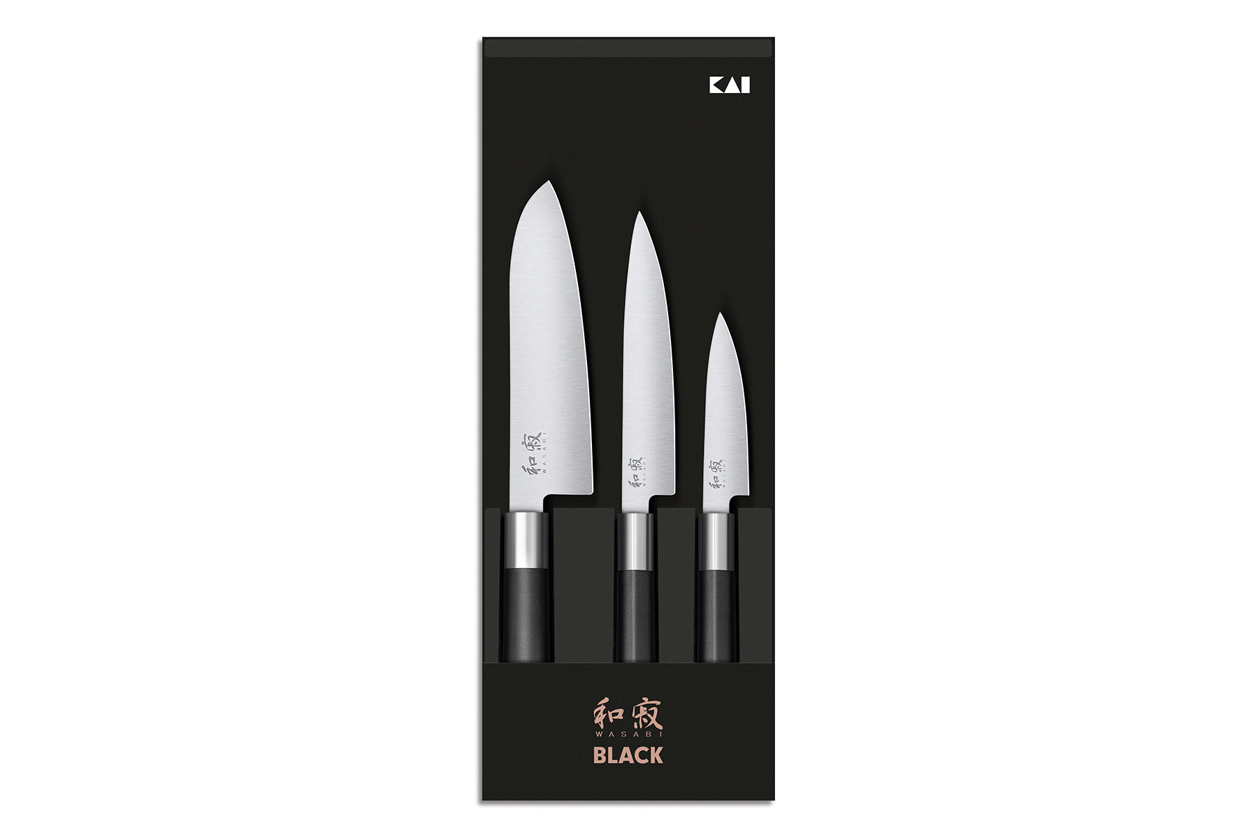 Coffret de 3 couteaux japonais Kai Wasabi Black - type japonais