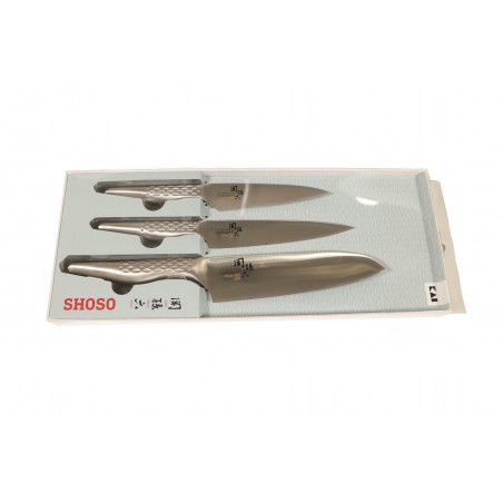Coffret de 3 couteaux japonais Kai Seki Magoroku Shoso  - office/utilitaire/santoku