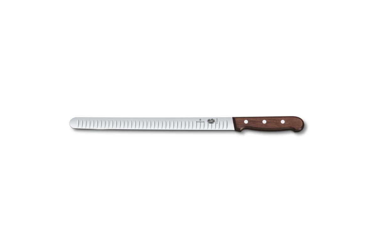 Couteau à jambon / saumon Victorinox Wood - Lame alvéolée 30 cm - Manche palissandre
