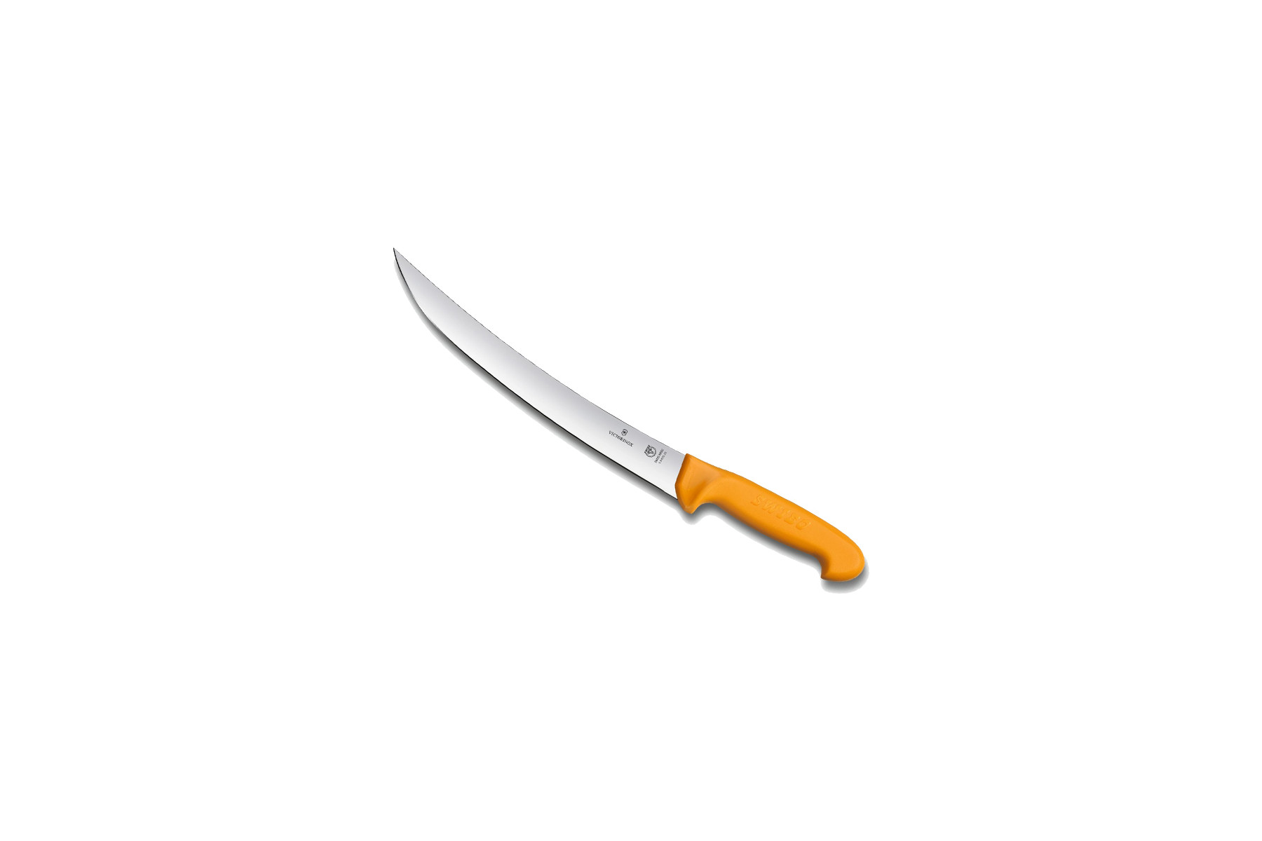 Couteau de boucher, lame dos renversé étroite 26 cm - manche jaune grillon