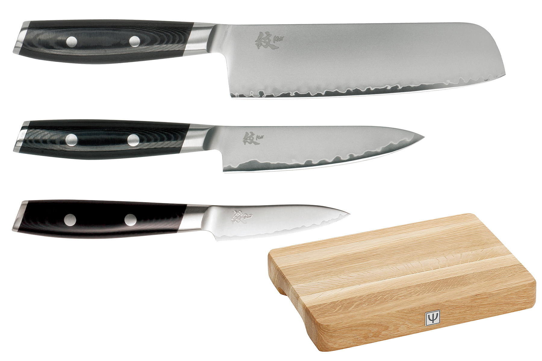 Set de 3 couteaux japonais Yaxell Mon - Forme vegan + planche à découper Yaxell