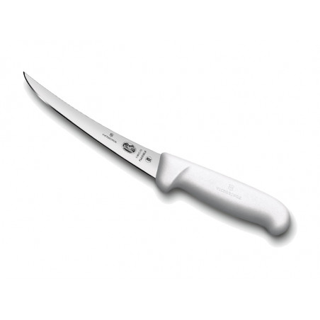 Couteau à désosser Victorinox lame flexible dos renversé 15 cm - Manche Fibrox blanc